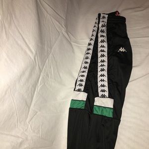 Black white & green Kappa joggers